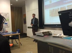 Mark Rice Oxley of the Guardian presenting to Politics and IR students