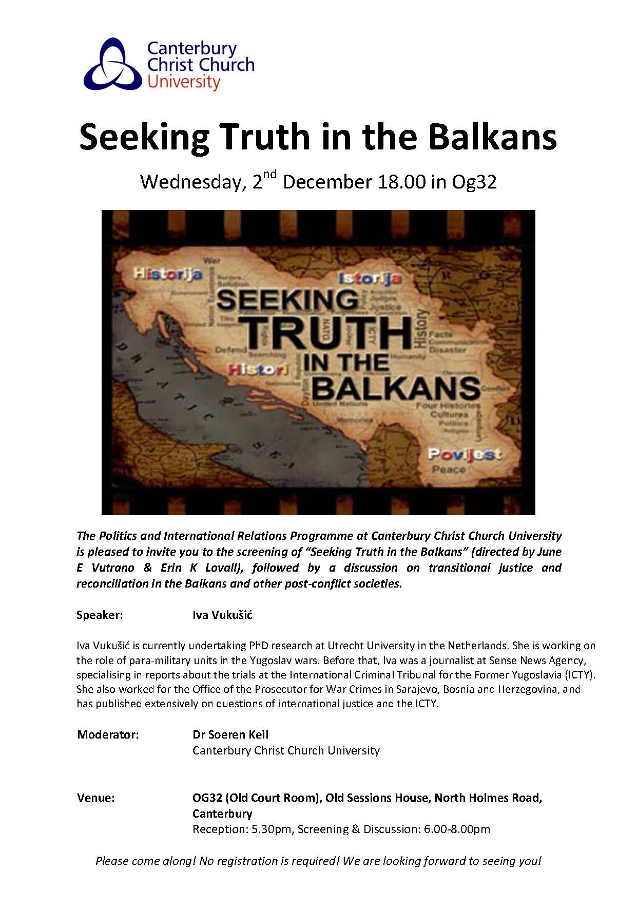 Seeking Truth in the Balkans event